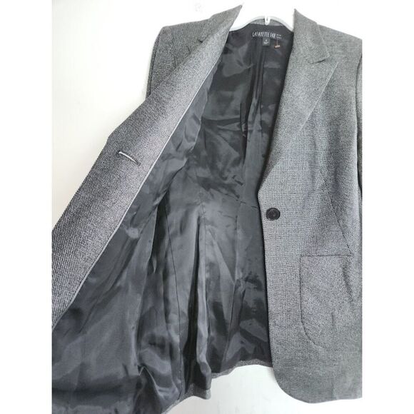 Lafayette 148 New York Women Dark Grey Silk/Wool Blend 1 Button Blazer size 4 - Picture 6 of 8